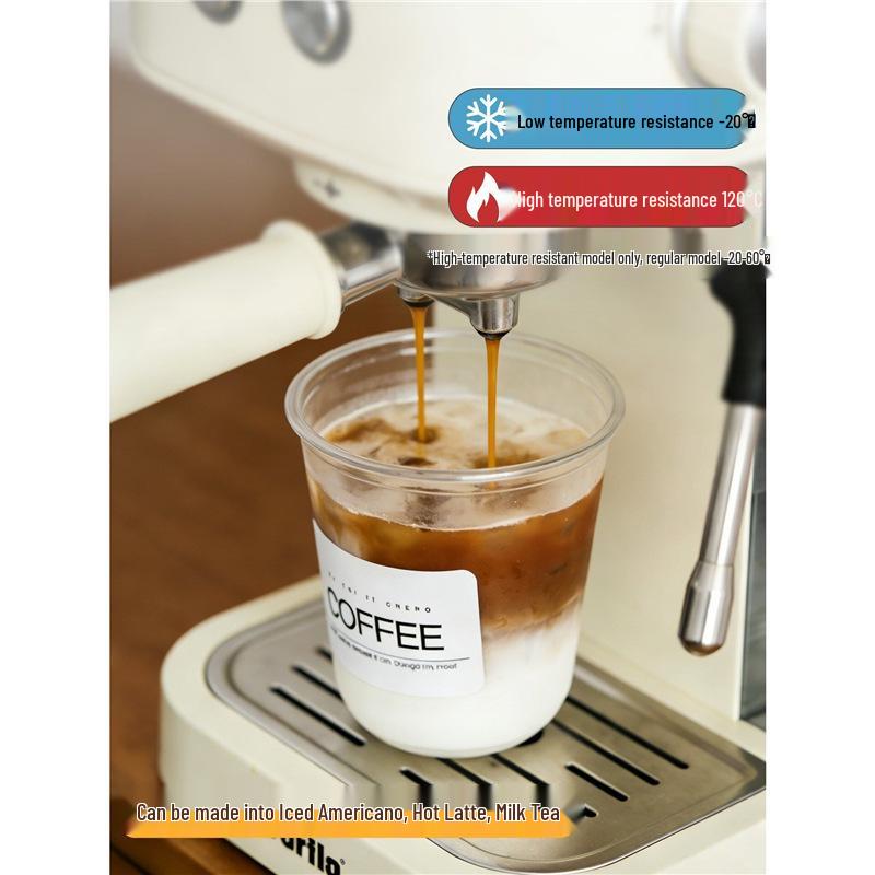Disposable Transparent Plastic Coffee Cup with Lid for Small Beverages