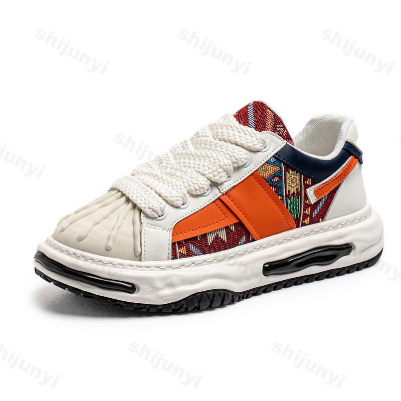 

Fashion 2025 Autumn New Men s Fashion Trend Low Top Casual Thick Sole Shoes Versatile Comfortable Non Slip Lace Up Niche Chunky sneakers 39 оранжевый