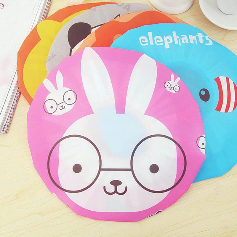 Roztomilá kreslená koupací čepice do sprchy a sauny s krajkovou elastickou páskou SPA čepice koupelnové doplňky ženy dívky ochrana vlasů