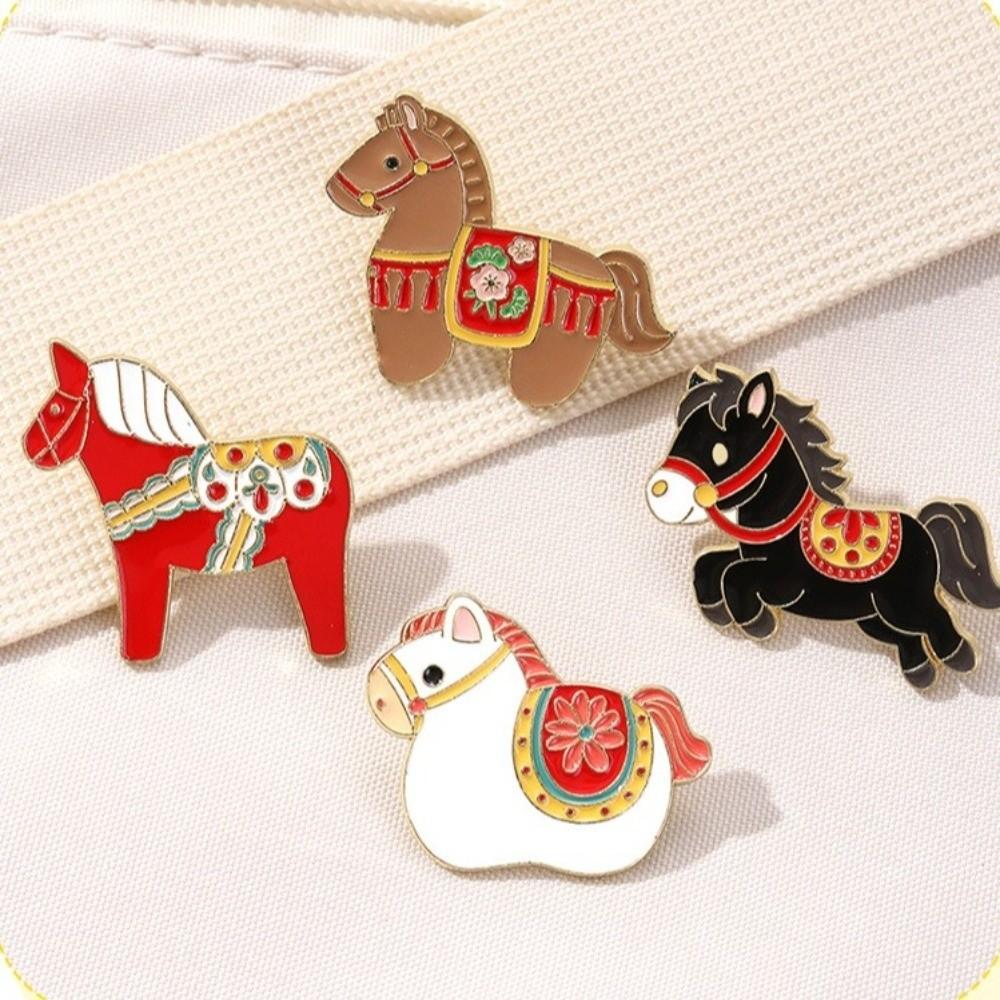 Creative Cute Cartoon Horse Brooches Elegant Alloy Enamel Pin Funny Badges Jewelry Gifts