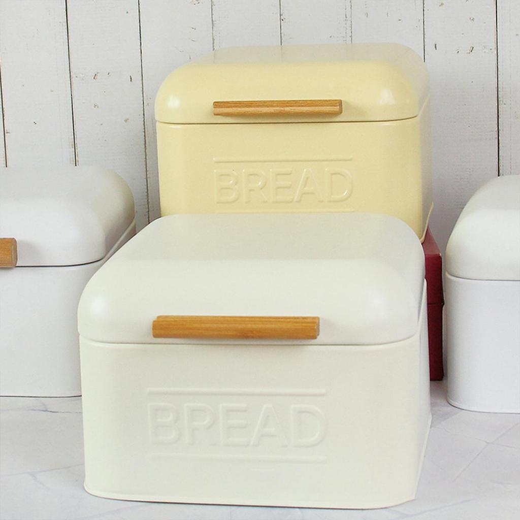 Farmhouse Iron Bread Box Bin Flip Top Storage Sundries Organizer for Countertop Home Coffee Shop