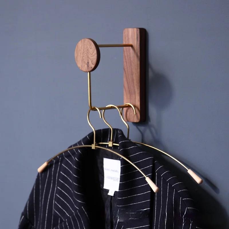 Black Walnut Hanger Wall Hanging Hanger Storage Rack Bedroom Brass Hanger Household Simple Storage Rack Hanging Clothes Rack