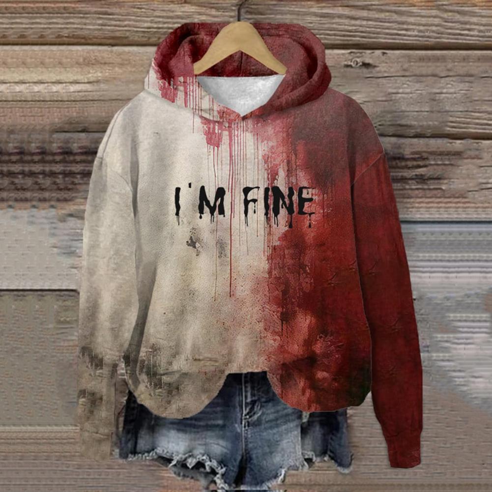 Unisex Hoodie Hoodie Halloween Bloody Hooded Long Sleeves Loose Sweatshirt