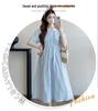 Summer 2026 Maternity Dress with Butterfly Embroidery and Lace Trim