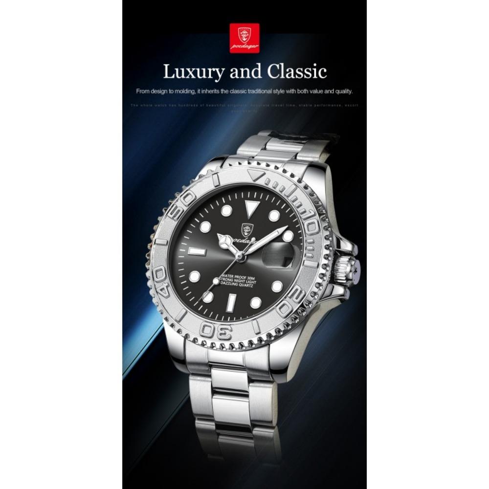 POEDAGAR Top Luxury Male Watch Waterproof Luminous Date Watch Stainless Steel Clock Sport Fashion Quartz Watches