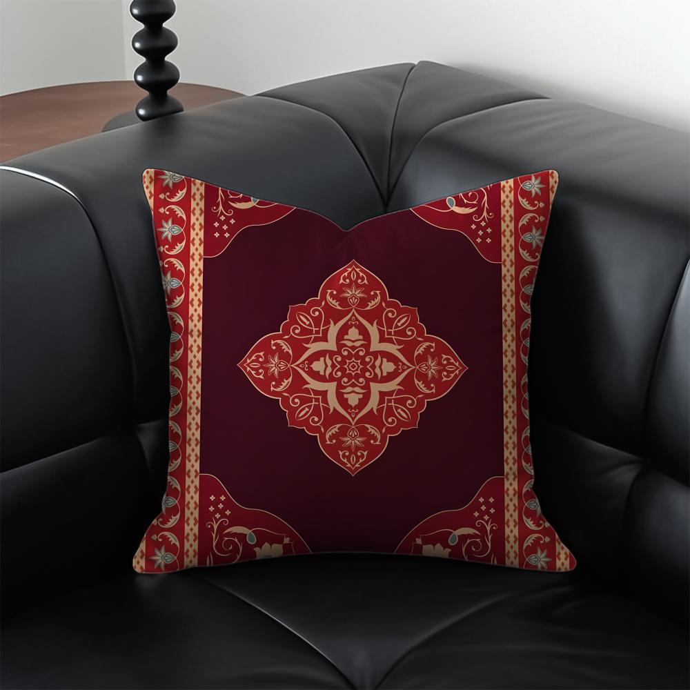 Vintage Persian Style Pillow Cushion Cover Pillow Case Anti-Dustmite Invisible Zipper Silky Plush Cushion