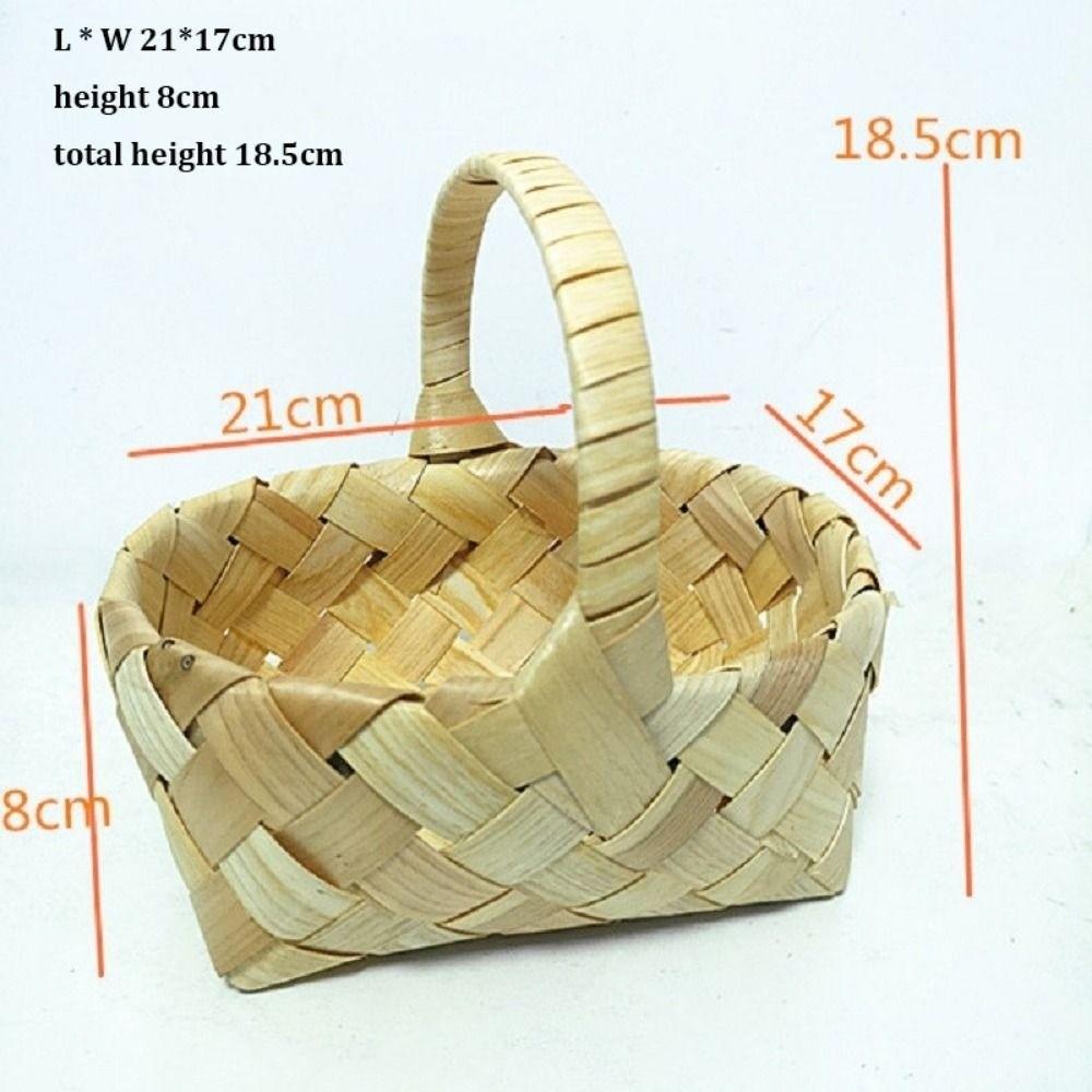 With Handle Wood Basket Handmade Handhold Weaving Flower Basket Vine  Living Room Decoration
