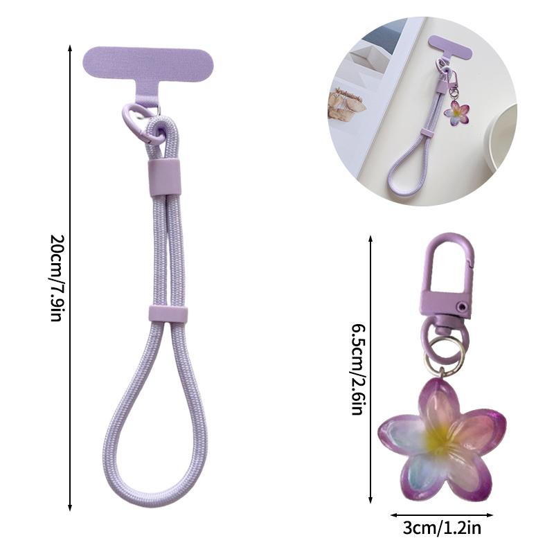 Cell Phone Lanyard Keychain on The Phone Macaron Color Beads Pendant Mobile Phone Rope Flowers Keychains Accessorie