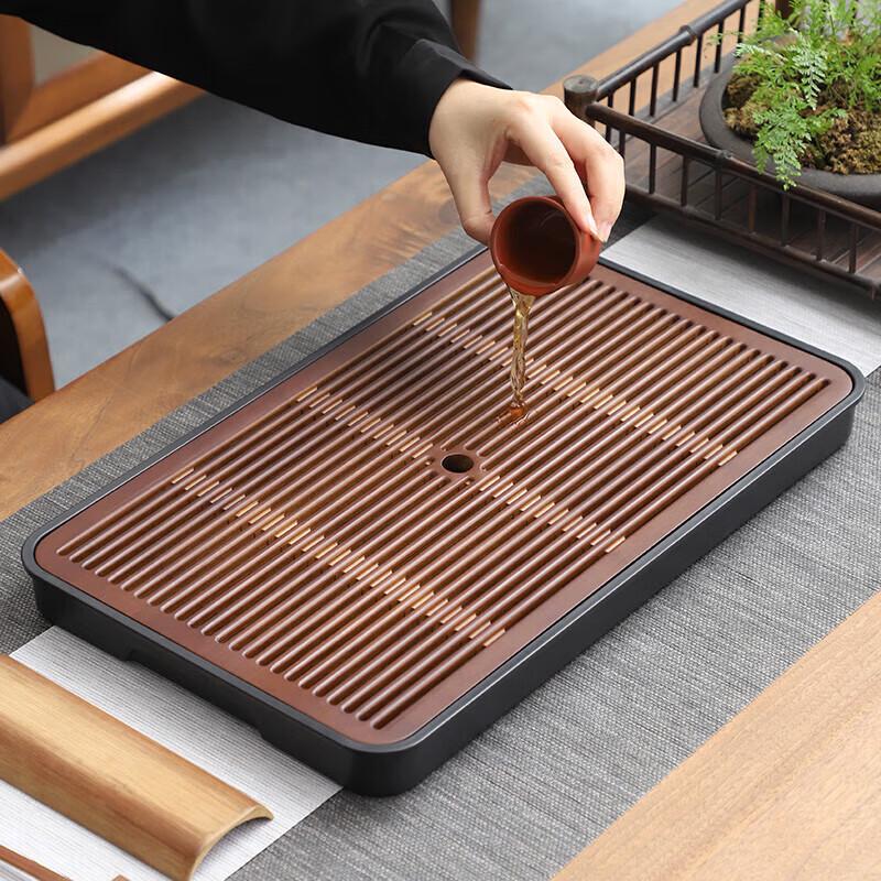 Qi Xuanyuan Rectangular Kung Fu Tea Tray with Drainage & Storage