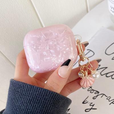 Para AirPods 4 Funda Carcasa Patrón Auricular TPU Cubierta Protectora con Colgante de Concha