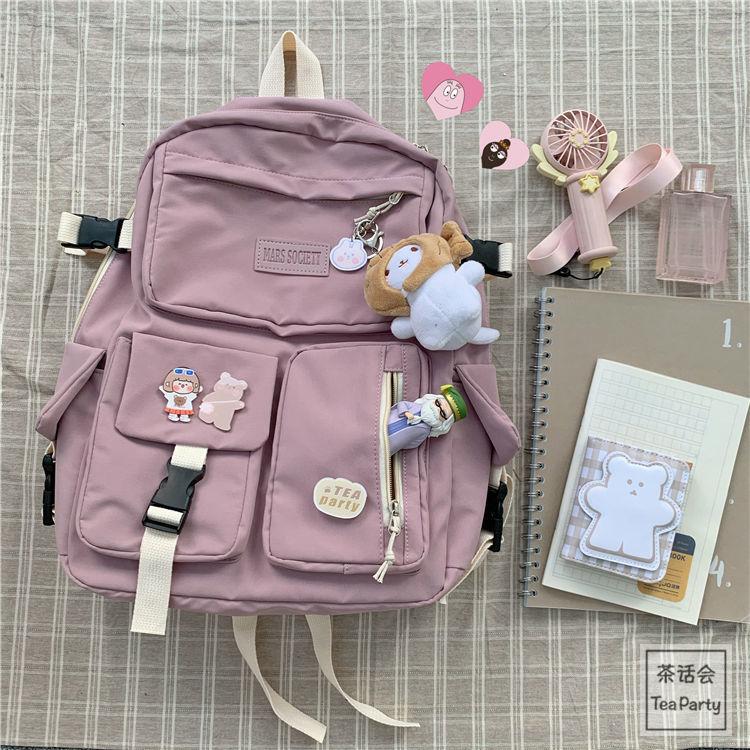 Schoolbag Korean ins college style backpack, Japanese Harajuku vintage student schoolbag female versatile travel backpack lightweight