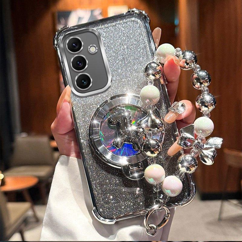 Glitter Pony Bracket Bracelet Case for Samsung Galaxy A17 A07 A37 A57 A16 A26 A36 A56 A06 A15 A25 A35 A55 A14 A24 A34 A54 5G
