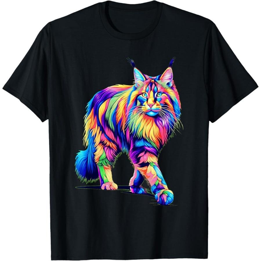Colorful Pop Art Maine Coon Cat Maine Coons T-Shirt XXXXXL чёрный
