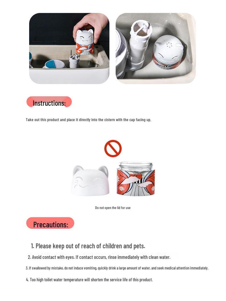 Lucky Cat Blue Bubble Toilet Cleaner & Deodorizer - Bathroom Odor Eliminator and Air Freshener