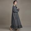 Johnature Women Vintage Dress Spring O-Neck Long Sleeve Patchwork Pockets Button Female Dresses
