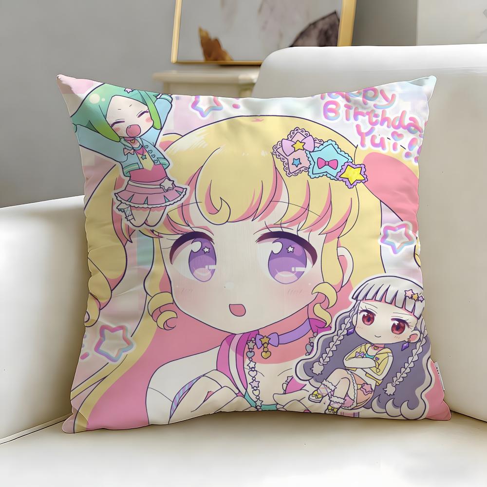 Idol Anime Kiratto Pri Chan Cushion Cover Soft  EasyWash Pillow Case  Versatile for Couch Bed Travel and Office
