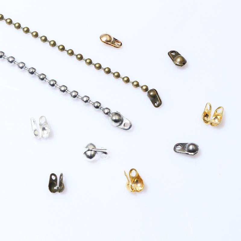 200pcs Fit 1.5/2/2.4/3.2mm Ball Chain Calotte End Crimp Beads Connector Components For DIY Jewelry Making Accessories Findings