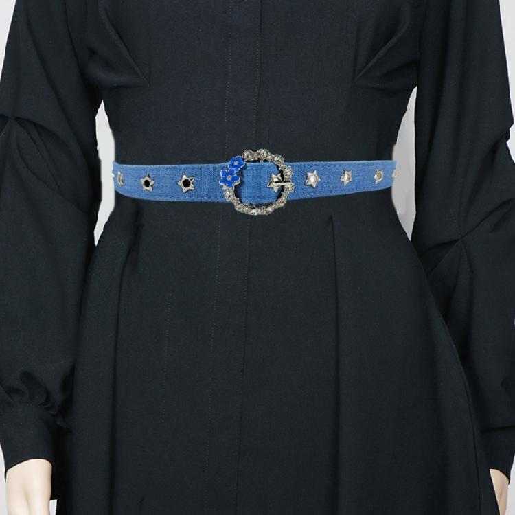 Flower Waist Chain Vintage Flower Denims Belt for Women Proms Stage and Club Party Casual Wear Elaborate Jewelry