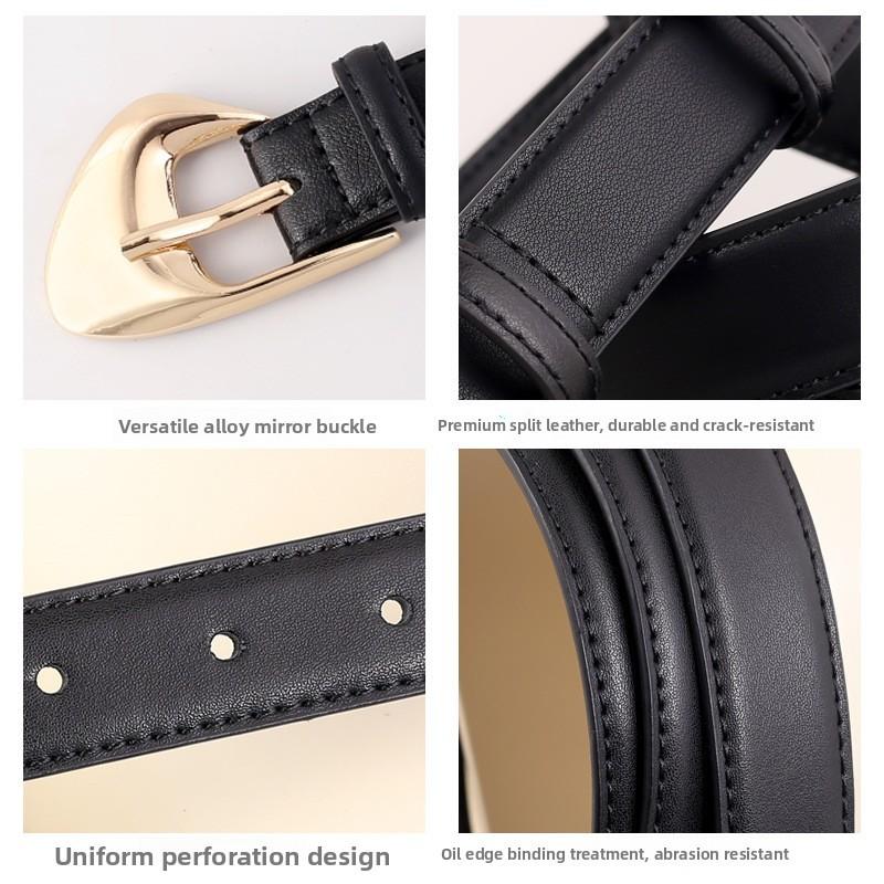 Genuine Leather Womens Business Belt With Steel Buckle For Casual And Office Wear