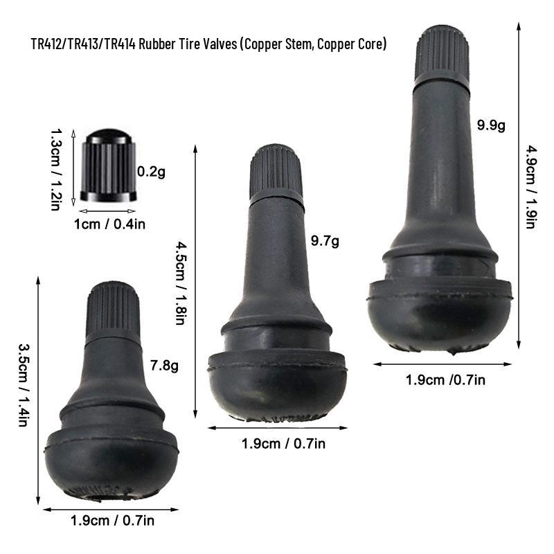 Tubeless Tire Valve Stem TR412/TR414/TR415/TR418 - Rubber Inflation Nozzle