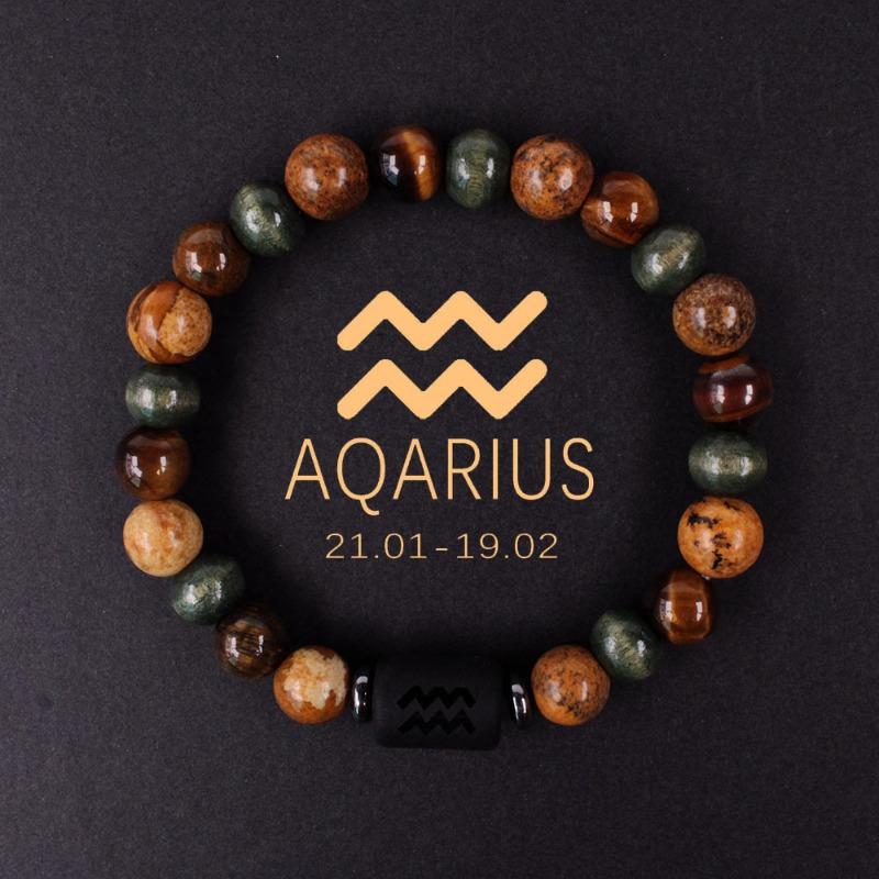1PC Twelve Constellations Bracelet Men and Women Couple Tiger's Eye Stone Handmade Beaded Bracelet Taurus Capricorn Scorpio
