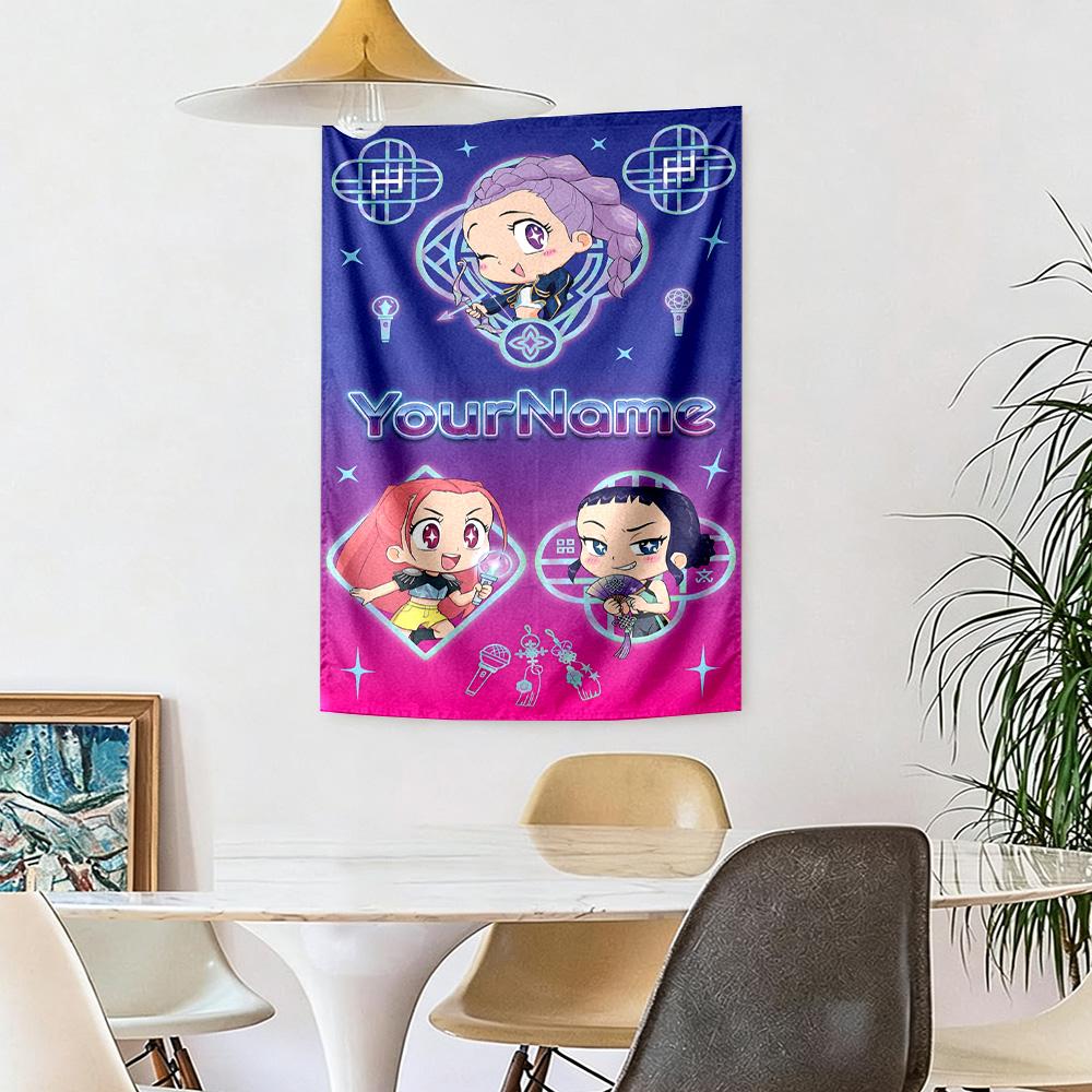 Demon Hunter Girls Custom Your Name Wall Decor Tapestry Art For Pet Memorial Birthdaywedding Party Backdrop Family Gift
