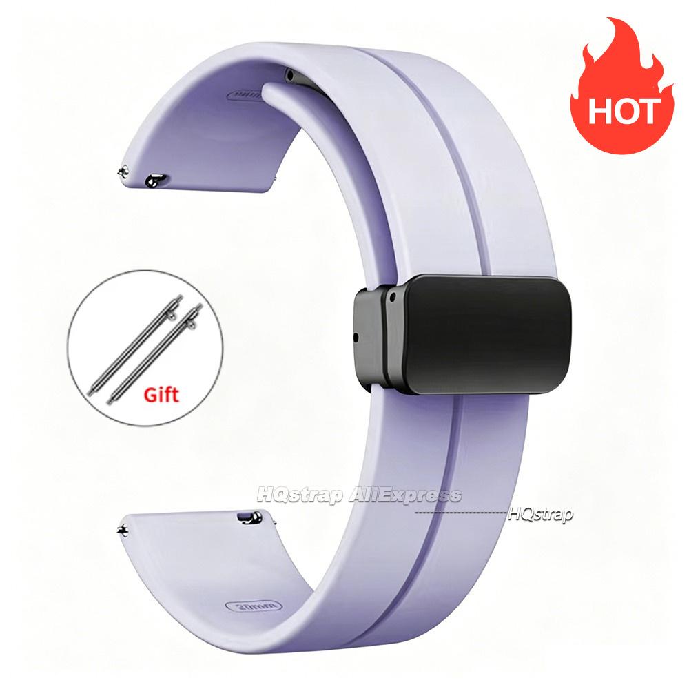 Magnetic Silicone Watch Strap 18mm 20mm 22mm Bracelet Magnetic Metal Buckle Wristband Quick Release Men Women Band Accessories