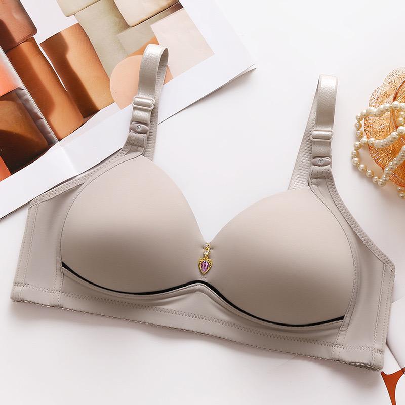 Nový nemagnetický tenký košíček Lesklá tlustá Mm podprsenka Velká velikost Bez kostic Pohodlné prodyšné nabírané dámské spodní prádlo