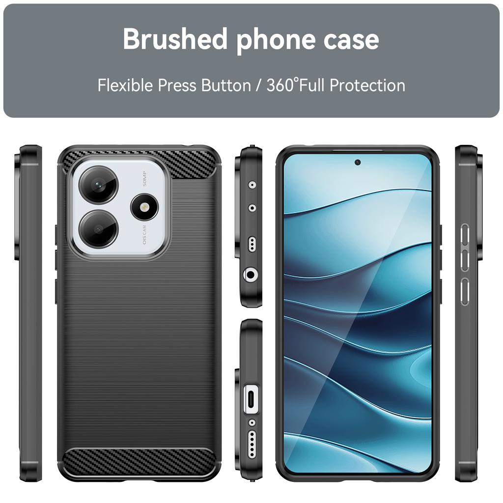 For Xiaomi Redmi Note 14 5G Case Carbon Fiber Texture TPU Brushed Phone Cover