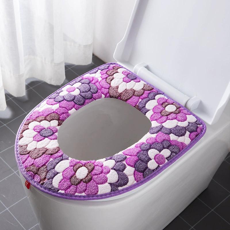 Toilet Cover Plush Seat Waterproof Universal Toilet Ring Washable Bathroom Mat Decorative With Random Color Back Of Seat Cushion