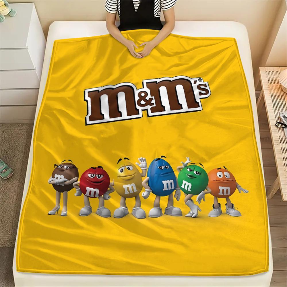 1pz Coperta in Flanella con Stampa M&M's, Alta qualità, Per Tutte le Stagioni, Decorazione per la Casa, Calore e Comfort, Perfetta per Regali di Natale