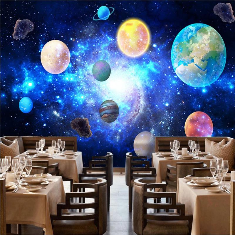Cosmic Planets 3D Mural Outer Space Interstellar Starry Galaxy Wallpaper Bar KTV Theme Restaurant Background Wall Paper