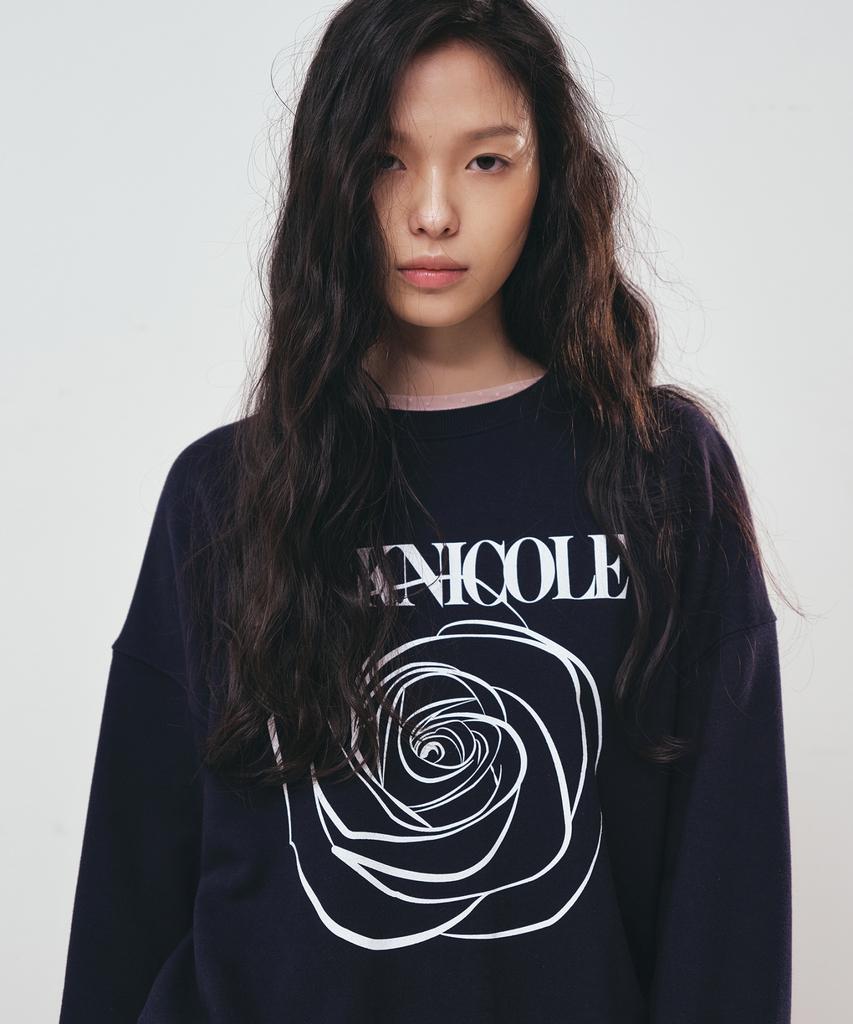Nigaennikol Nicole Rose Printing Sweatshirt_Navy White