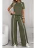 2026 Women's Round Neck Ribbed Casual Hoodie and Pants Set