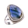Natural Labradorite Gemstone 925 Solid Sterling Silver Jewelry Ring Size 8 m6Q67