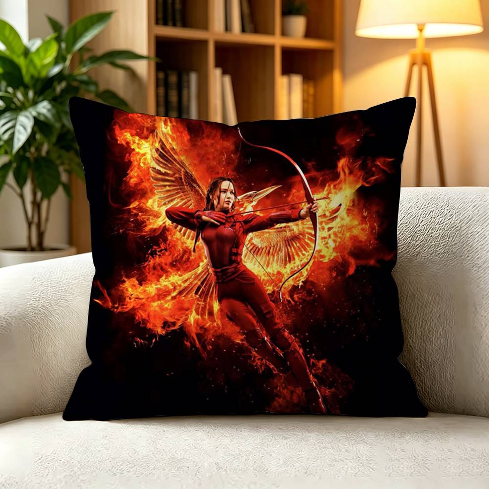 TThe Hunger Games Dystopian Survival Movie Pillow Case Square DoubleSided Sofa Cushion Cover Bedroom Bedside Pillow