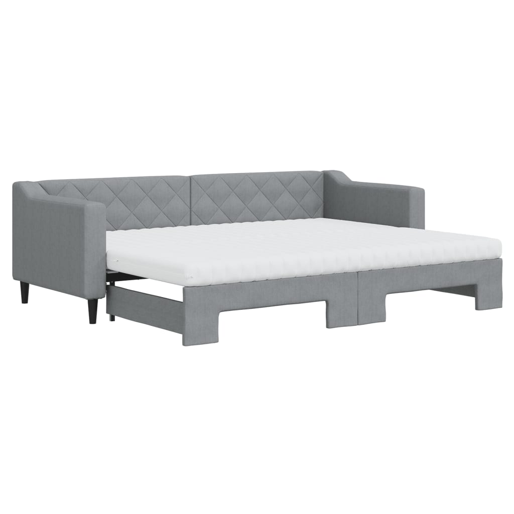 Vidaxl Sofa Rozsuwana Z Materacami, Jasnoszara, 80X200 Cm, Tkanina