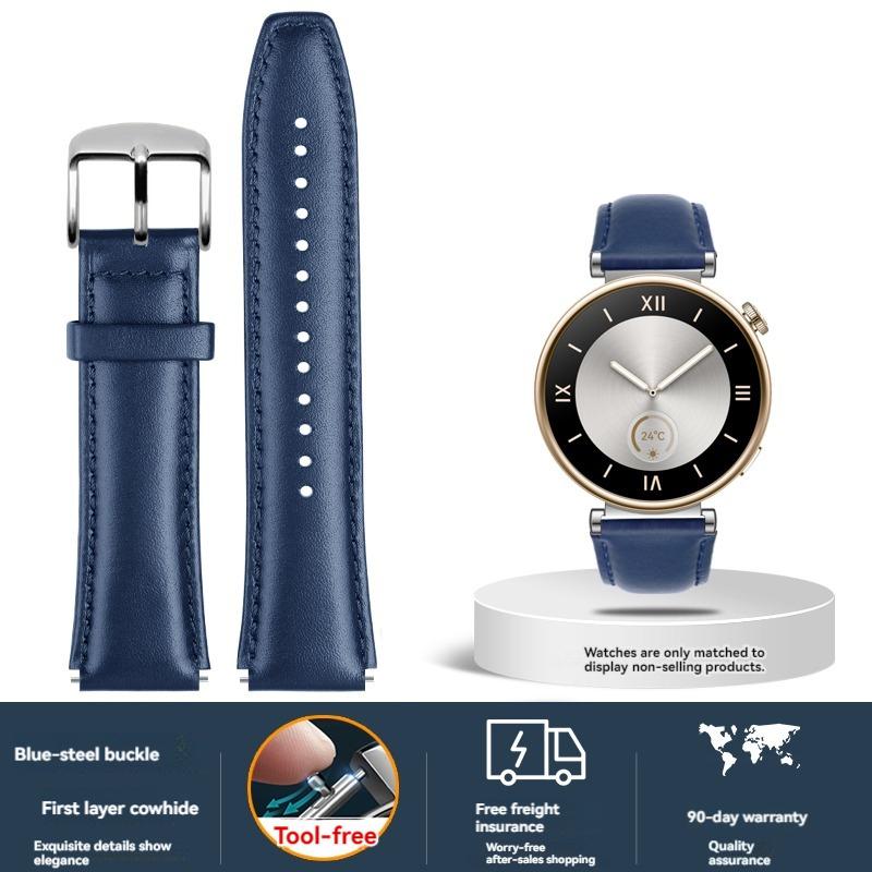 For Huawei Watch GT4 strap Calfskin sports watch New Cowhide fashionable 41mm leather replacement wristband accessories 18mm