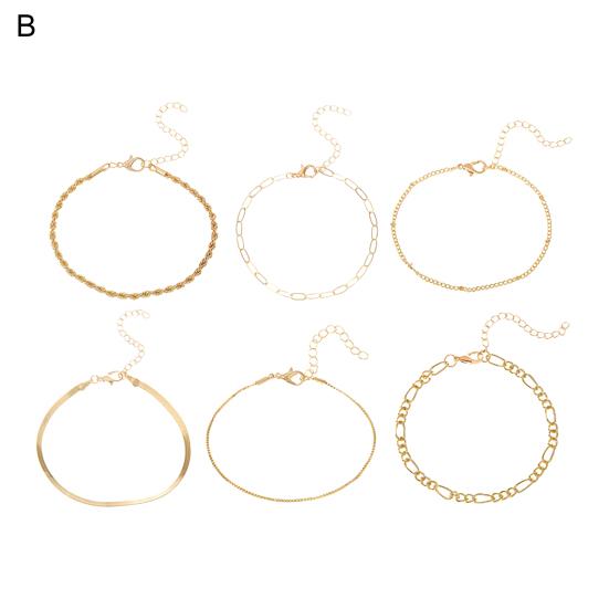 45783 Pcs/Set Women Stacking Bracelet Set Retro Hip Hop Style Snake Bone Chain Different Hollow Chain Adjustable Golden