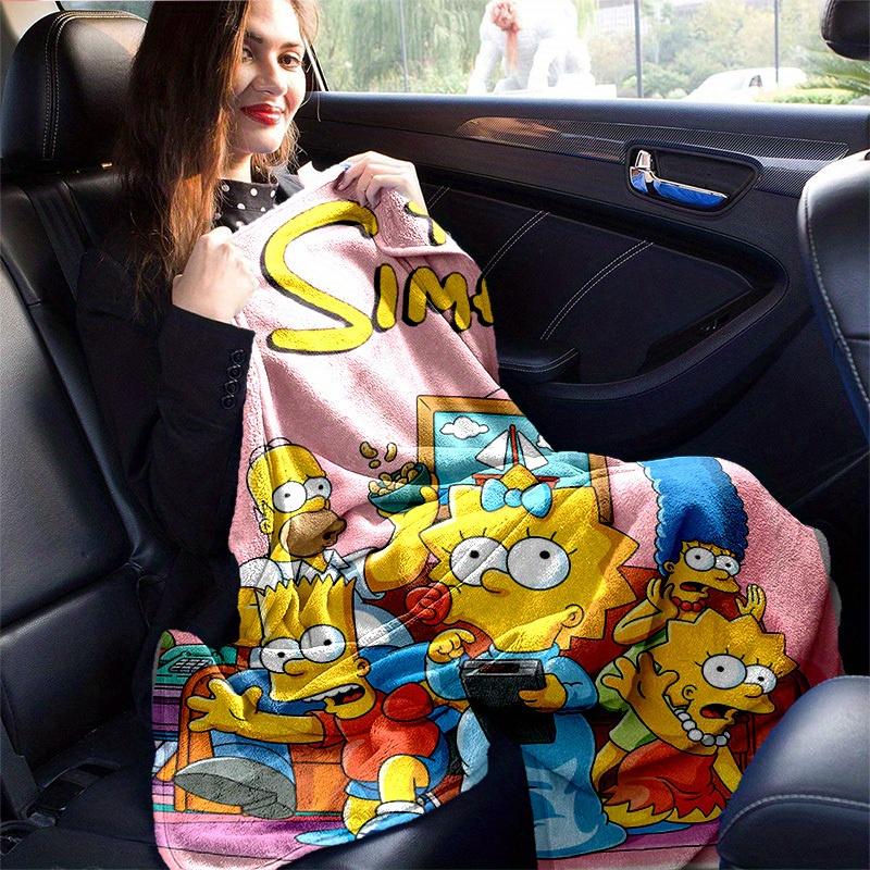 Coperta Cartoon I Simpson, Coperta Corta in Peluche Carina e Calda, Decorazione Casa Soggiorno Divano Quattro Stagioni Viaggio
