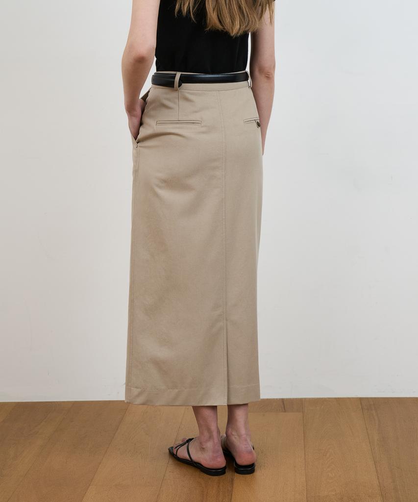 Dehebe Minimal Cotton Long Skirt [Beige]