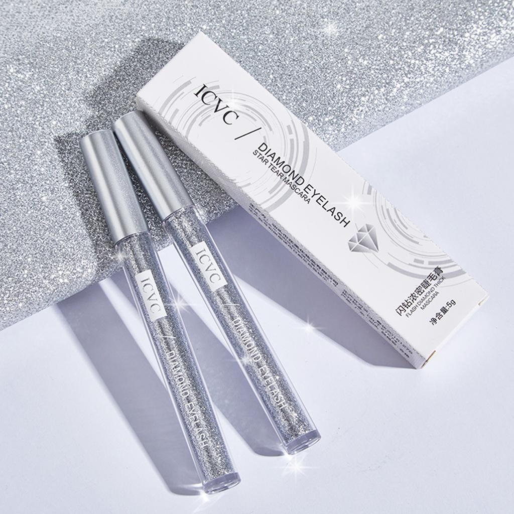 Sparkling Diamond Mascara Sequins Waterproof Glitter Diamond Mascara Shining Galaxy Sequins Sweat Proof Eyelashes Eye Makeup