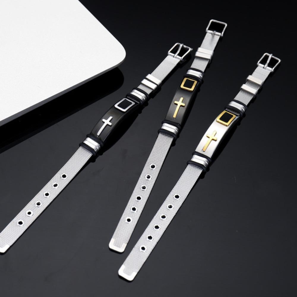 Adjustable Cross Bangles Stainless Steel Fashion Bracelet Modern Design Men's Jewelry  Friends