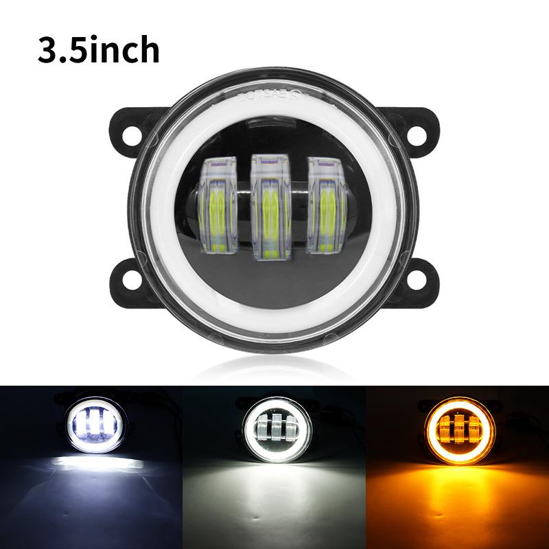 3.5/4inch Led Car Fog Lamp Assembly White Yellow Ring For Offroad Vehicle Driving Lights 10-30V Car Angel Eyes Fog Lamp Replace