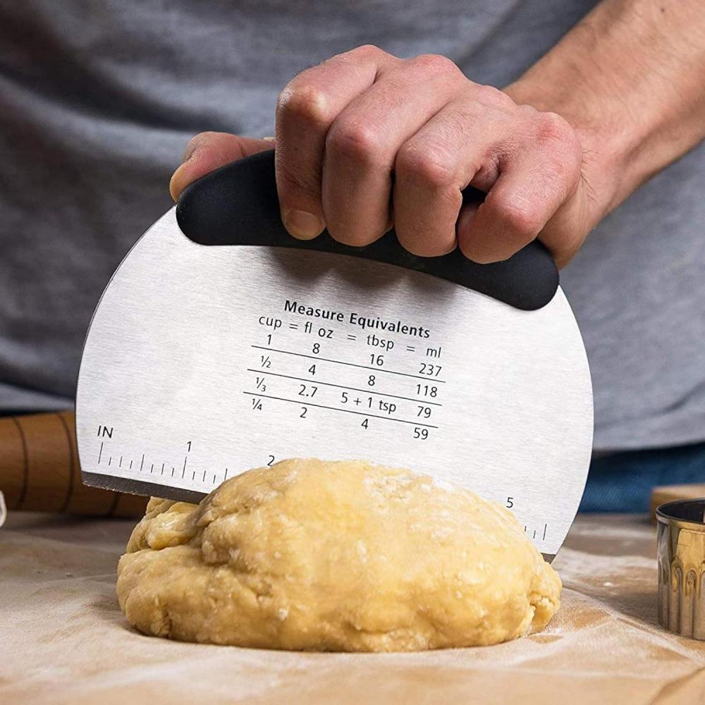 Nóż do ciasta ze stali nierdzewnej, skrobak do ciasta ze stali nierdzewnej, wielofunkcyjny nóż do ciasta, narzędzie do pieczenia do pomiaru i c