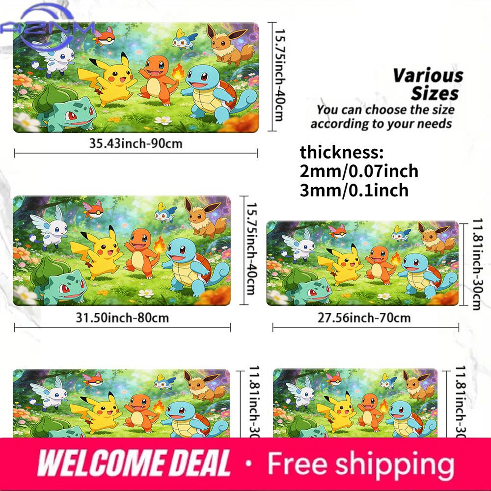 Pokemon Pikachu Friends Forest Gaming Desk Mat NonSlip Washable Mouse Pad 30x80x0.2cm