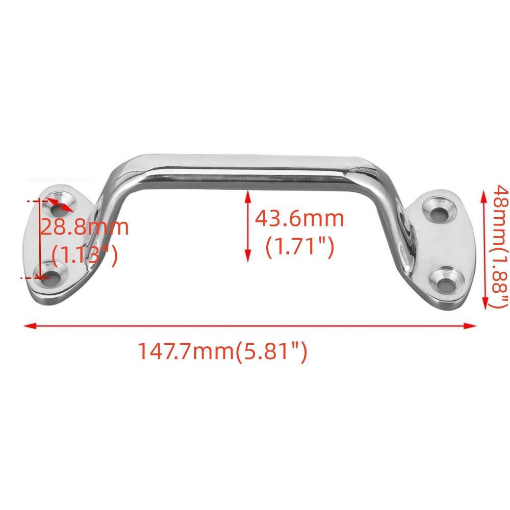  Large 5.81" 316 Stainless Steel Marine Door Handle – Heavy-Duty Mirror Polish – For Yachts, Boats, RVs, Bathrooms – 4-Hole Mount