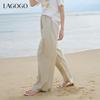 LAGOGO Women's High-Waisted Relaxed Wide-Leg Pants