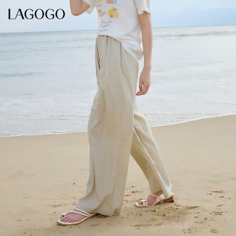 LAGOGO Women's High-Waisted Relaxed Wide-Leg Pants