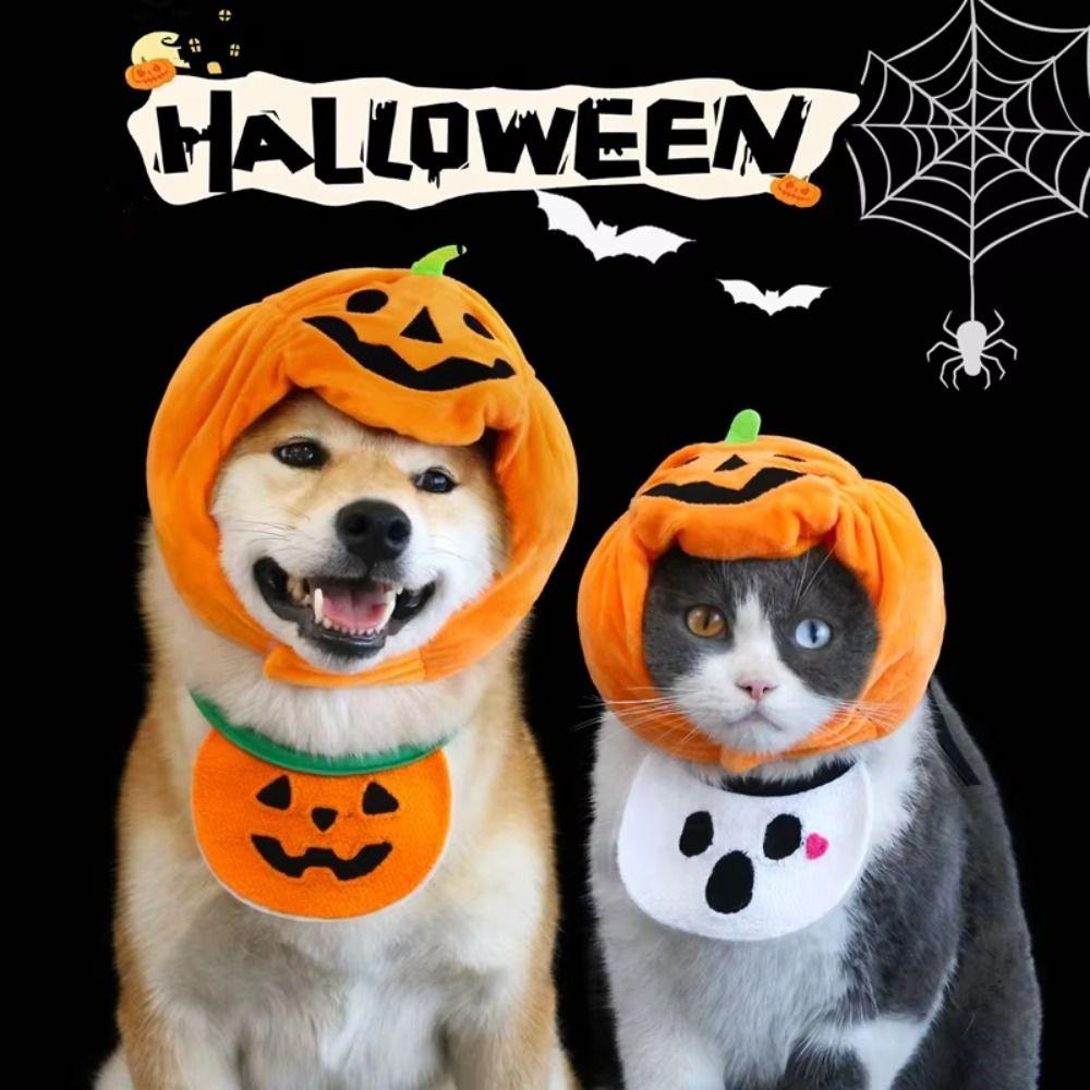 Dress Up Pet Halloween Hat Headdress Plush Cat Headgear Headdress Pumpkin Dogs Hat  Costume